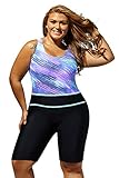 ZKESS Womens Color Block Boyleg Surf Swimwear Swim Suit Rash Guard S - XXXL Plus Size