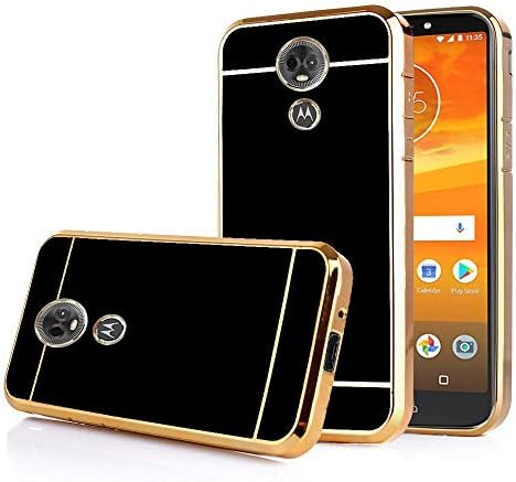 TabPow Moto E5 Plus Case, Moto E5 Supra Case, Electroplate Slim Glossy Finish, Drop Protection, Shiny Luxury Phone Case - Black Gold