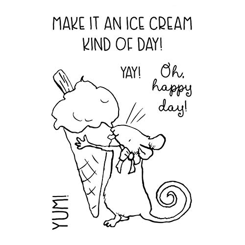 Bunny Rabbits eat Carrots Ice Cream Oh Happy Day Dies and Stamp Sets for Card Making Make It an ice Cream Kind of Day Words Phrae Clear Rubber Stamp for Scrapbooking Paper Crafting