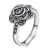 Shefashion Women's Vintage Black Marcasite Rose Flower Rings Size 7-10