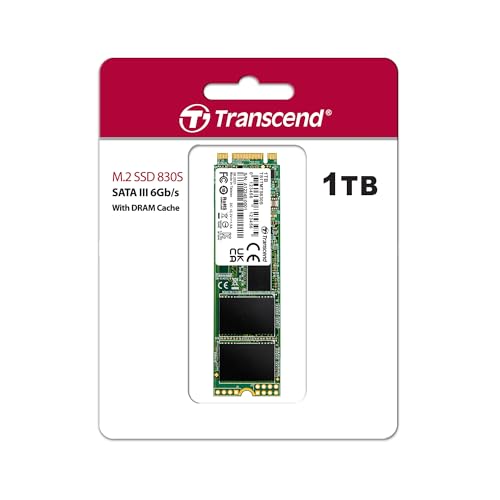 Transcend 1TB M.2 2280 SATA III SSD with Dram Cache, Up to 560MB/s, Compatible w/Ultrabook Laptop PC Desktop, 3D TLC NAND Flash Internal Solid State Drive, LDPC Error Correction ECC, B+M Key -MTS830S