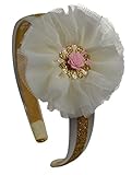 Beauty and the Beast Inspired Sparkling Glitter Tulle Arch Headband with Pink Rose Center