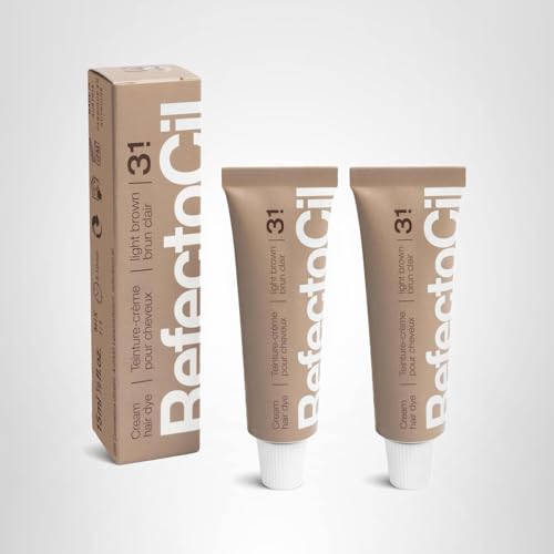 RefectoCil Cream Hair Dye 2-Pack - Professional Hair Tint for Long-Lasting Color - Light Brown (3.1)