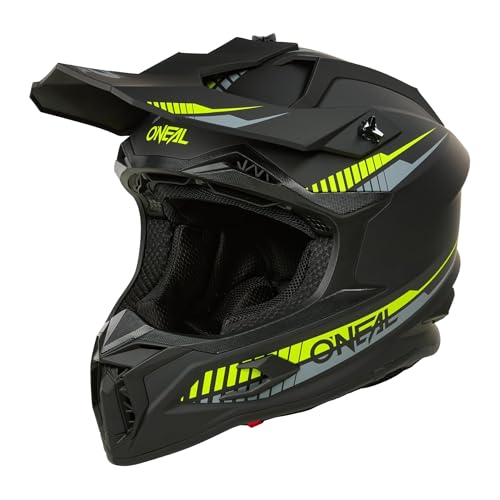 ONEAL C-SRS Motocross Helmet Solid Black/Neon Yellow (Size XXL) - ECE 22.06 Certified, Robust ABS Shell, Efficient Ventilation System & Removable, Washable Inner Lining