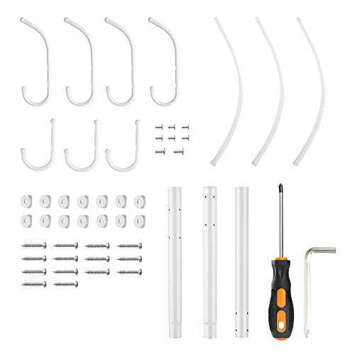 Cozzine Coat Rack Coat Tree Hat Hanger Holder 11 Hooks for Jacket Umbrella Tree Stand with Base Metal (White)