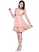 Allegra K Lady Chic Bowknot Decor Shoulder Dots Pattern Mini Dress XL Light Pink
