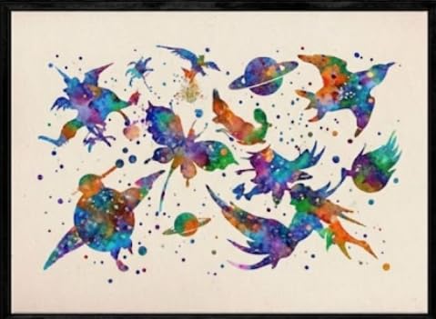 Nacnic Print for framing Peter Pan Flying with Friends Prints Decorative for Wall. Watercolor style sheets. Creative gift for kids. 250 grams paper ... (unframed, A4)