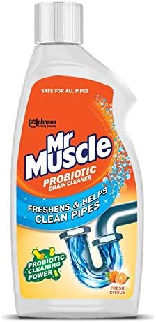 Mr Muscle Drain Unblocker, Drain Cleaner, Sink Unblocker & Odour Eliminator with Probiotic Cleaning Power, Citrus, 6 x 500 ml - Image 3