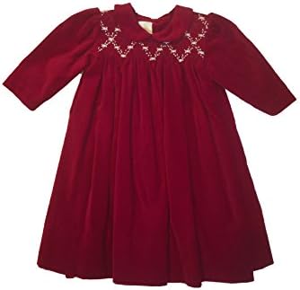 Strasburg Baby Girl Red Holiday Christmas Dress , Velvet Smocked, Cranberry 3 Month