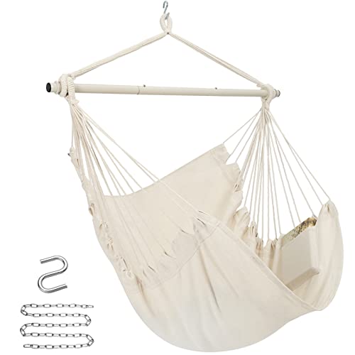 Y- STOP Hammock Chair Hanging Rope Swing Chair Max 500 Lbs