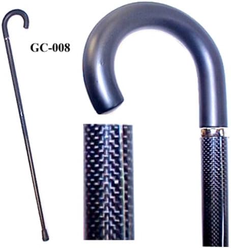 Graphite Carbon Stick with Curved Black Wood Handle, Silver Brass Ring