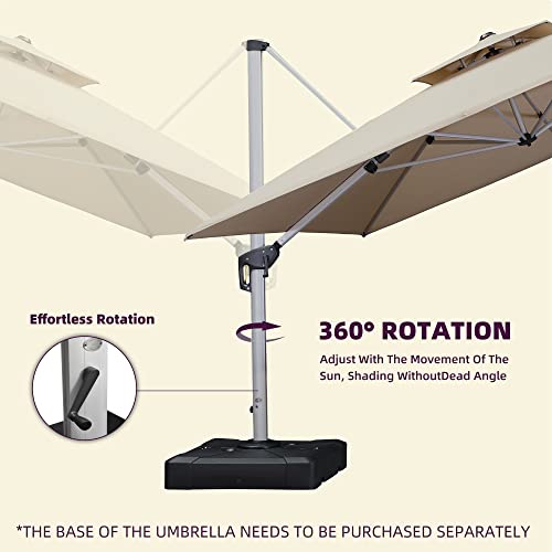 PURPLE LEAF 12 Feet Double Top Round Deluxe Patio Umbrella Offset