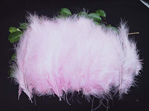 Photo 1 of 100pcs Turkey Flat Feathers Fluffy Feathers Fringe Trim Colorful Dyed Feather for Crafts Decoration Accessories 3.9-5.9inch (Light Pink)