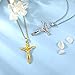 U7 Crucifix Cross Necklace 18K Gold Plated Sterling Silver Jesus Christ Baptism Gift Pendant for Women, Chain 18