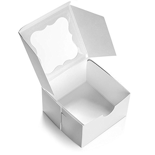 White Bakery Box with Window 4x4x2.5 inch 25 Pack EcoFriendly