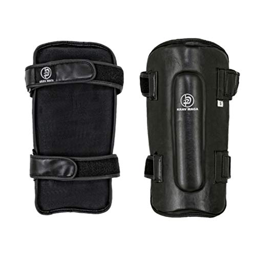 Krav Maga Deluxe Black Leather Shin Guards (Large)