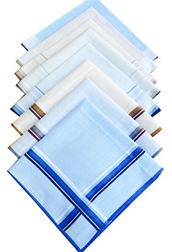 LACS Mens Classic Woven Cotton Striped Handkerchiefs Hankies Pack