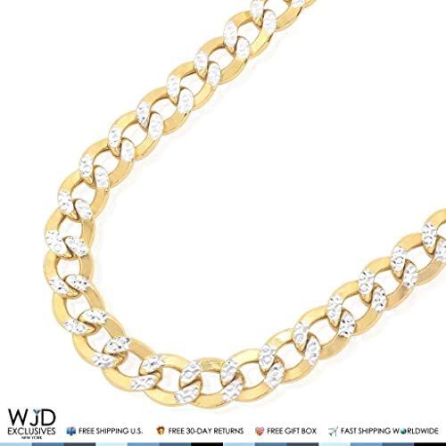 11mm Wide Diamond Cut Cuban Curb Link Chain Necklace 10K Yellow Gold 24-30"