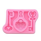 Rurah Love Heart Lock & Key Silicone Molds Cake Molds Decoration Handmade Soap Fondant Molds DIY Decorating Tool
