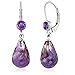 Gem Stone King 925 Sterling Silver Briolette Amethyst Drop Earrings For Women (10.00 Cttw, Gemstone Birthstone, 8X12MM)