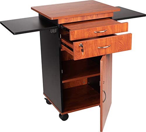 Oklahoma Sound MMC Multi Media Cart, 19" Length x 25" Width x 38" Height, Wild Cherry/Black