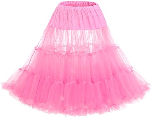 IVNIS RS90012 Women's 50s Vintage Rockabilly Petticoat 26" Length Net Underskirt PinkM