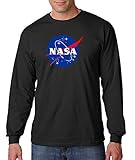 NASA Meatball Logo Long Sleeve Shirt Space Shuttle Rocket Science Geek Tee (Large, Black)