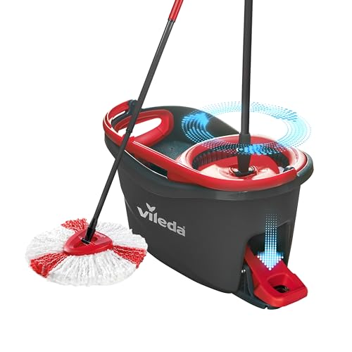 - Vileda Turbo 2 en 1 - Kit Complet Balai à Frange et Seau Essoreur à Pédale - Serpillière Microfibres avec Manche Télescopique - Laveur de Sol pour Sols Fragiles - Nettoie et Dépoussière