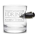 Integrity Bottles Limited Edition Game of Thrones Whiskey Dragon Glass Obsidian Arrowhead, Thats What I Do I Drink and I Know Things, Hand Etched 11oz Rocks Glass, Made in USA, Sand Carved