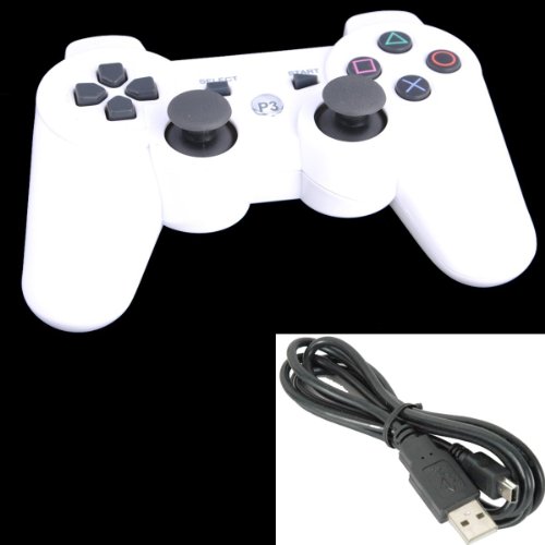 Elant Bluetooth Wireless Controller For Sony Playstation 3 Ps3 6 Axis Gamepad Joypad Dualshock with Charging Cable 11 Colors Available (white)