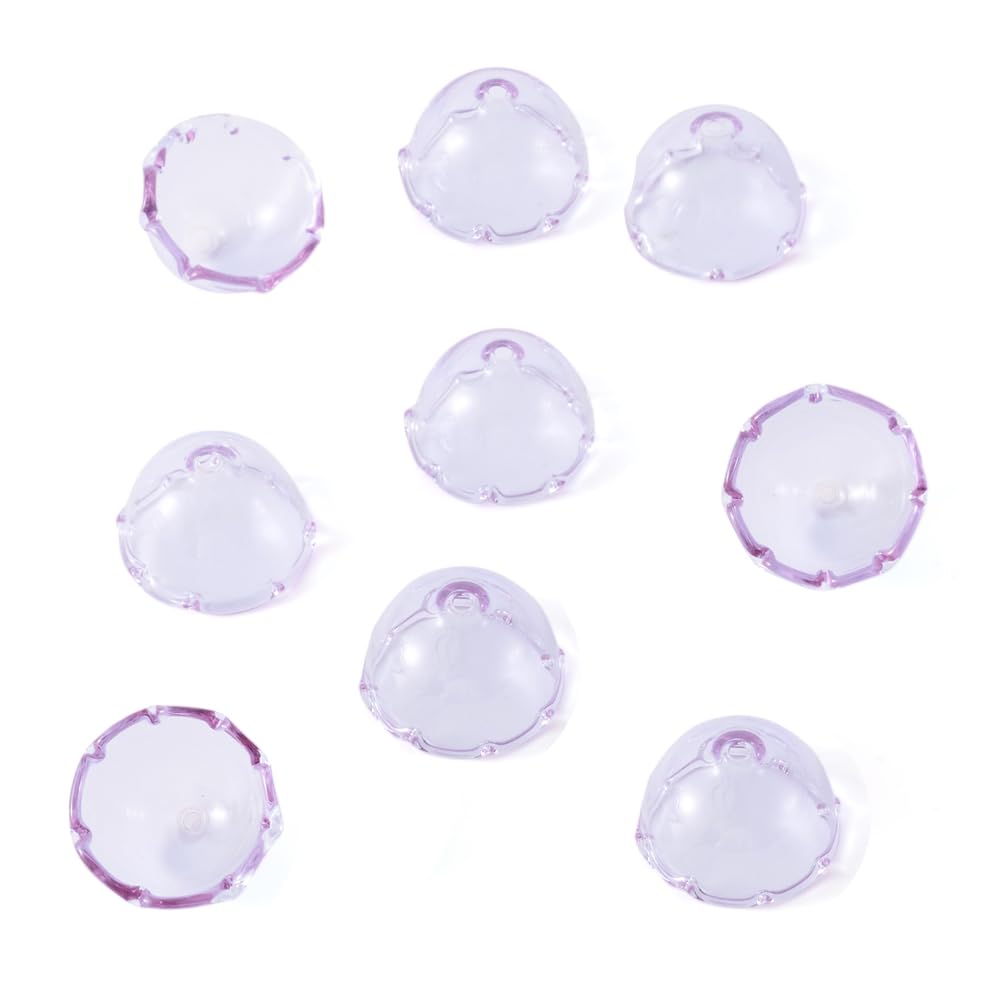 Crafans Flower Glass Bead Caps 10Pcs Multi-Petal Flower Bead End Caps Spacer Bead Caps 21x13mm for DIY Wind Chimes Earrings Necklace Making, Lavender