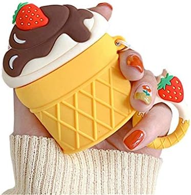 NANTE Accessories Cover Case Cute Ice Cream Design with Key Ring for AirPods 2 & 1Silicone Protective Earphones Charger Covers (D)