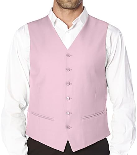 CONCITOR Brand Men's Dress Vest Waistcoat for Suit Solid PINK Color