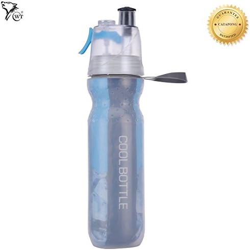 Catapong 500ml Ice Cold Bottle Insulated Water Bottle with Straw BPA Free Sports Bullet-style Mist Spray Squeeze Bottle Double Wall Wide Mouth Vacuum Silicone Classic Loop Top Bottle Outdoor