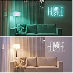 Hustle LED Neon Sign for Wall Decor, Words LED Neon