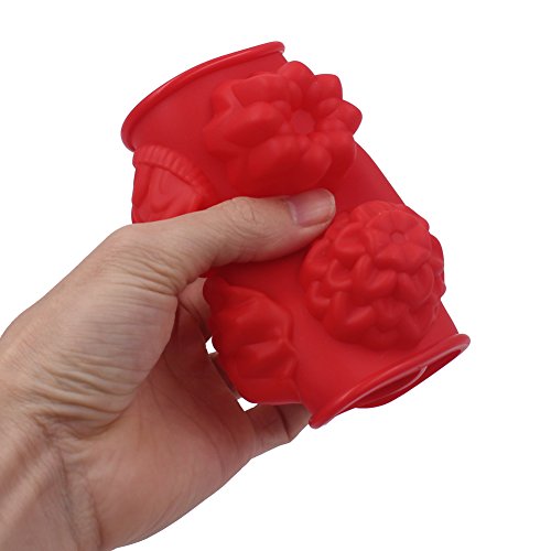 Zicome Silicone Bath Bomb Soap Making Mold, Red, Set of 2, Flower and Heart Shape - Thumbnail 4