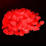 100PCS Ultra-Luminous Outdoor Glow in the Dark Pebbles Glow Light Pathway Rocks Aquarium Glow Light Artificial Stones (Red)
