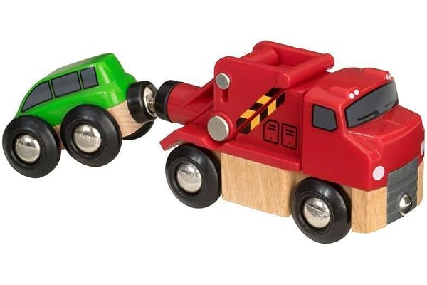 BRIO World 33528 - Reliable Tow Truck - Wooden Toy Train Accessory for Kids Aged 3+ | Magnetic Coupling | Compatible with Oth