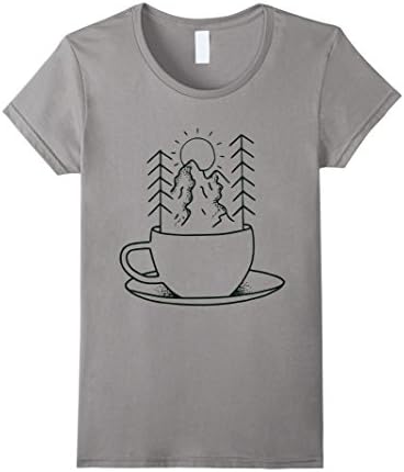 Womens Coffee / Landscape / Sunrise / Mountain Gift T Shirt Small Slate