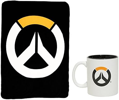 Overwatch Logo Mug and Snug Fleece Throw Blanket and Ceramic Coffee Mug Bundle Set