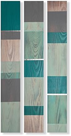 Modern Farmhouse Wood Wall Hanging, Teal, Aqua and Grey, Rustic 3 Panel Wood Wall Art