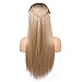 FUHSI Kanekalon Fiber Dark Roots Two Tone Full Lace wig Real Natural For Women–Soft&Smooth, Straight&No Shedding, Comfortable&Adjustable For Perfect Fit –2T103# Ombre Blonde 250D 22