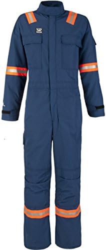 WENAAS Twin Layered Nomex FR Antistatic Electric ARC Flash Protection Flame Resistant Knee Pad Pockets Coverall, Navy