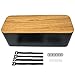 Power Cable Organizer Box - Computer, TV, HDMI Cord Organizer - Surge Protector Charger Dust Cover - Black Plastic Decorative Wooden Style for Baby-Proofing and Pet Safety and Declutter Desk Wires