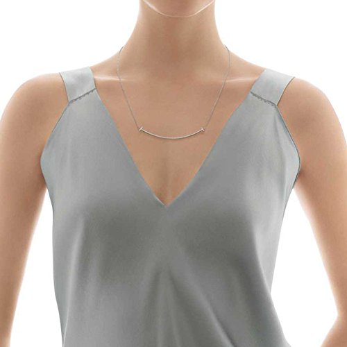 Womens Stailess Steel T Smile 18″ Chokers Necklace,Rose Gold & Silver