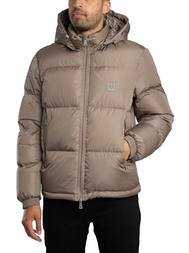 Armani Exchange Men's Icon Puffer Down Jacket, Driftwood, X-Large