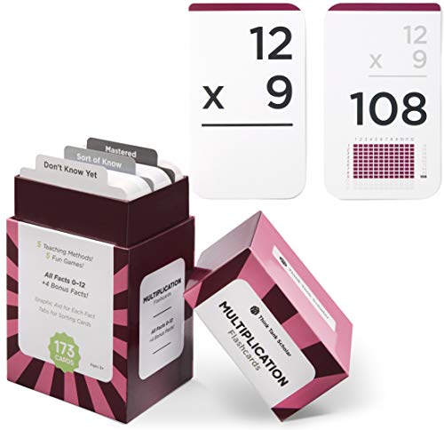 Think Tank Scholar 173 Math Multiplication Flash Cards Full Box Set | All Facts 0-12 Color Coded | Best for Kids in 3rd, 4th 5th & 6th Grade