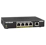 NETGEAR 5-Port Gigabit Ethernet Unmanaged PoE Switch (GS305P) - with 4 x PoE @ 55W, Desktop, Sturdy Metal Fanless Housing