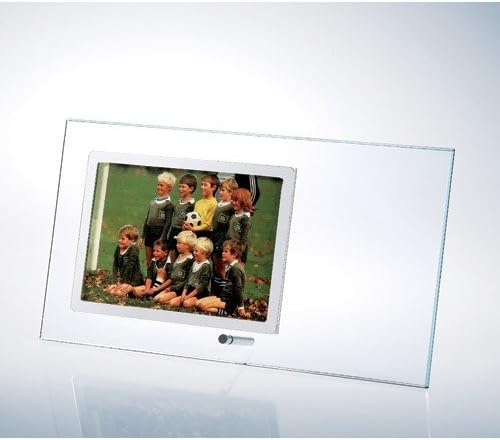 Horizontal Starfire Clear Glass Photo Frame with Silver Pole - Small