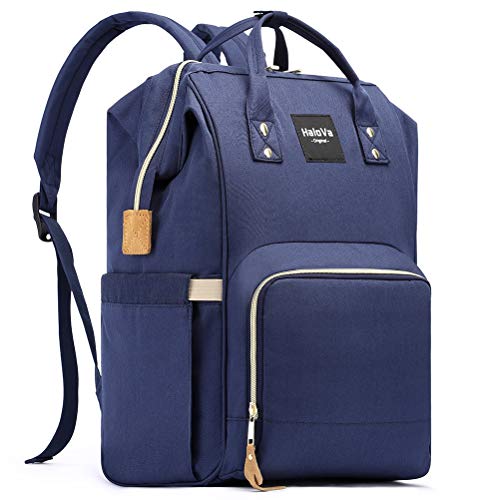 HaloVa Diaper Bag, Baby Nappy Bag, Large Capacity Mommy Daddy Travel Backpack, Blue